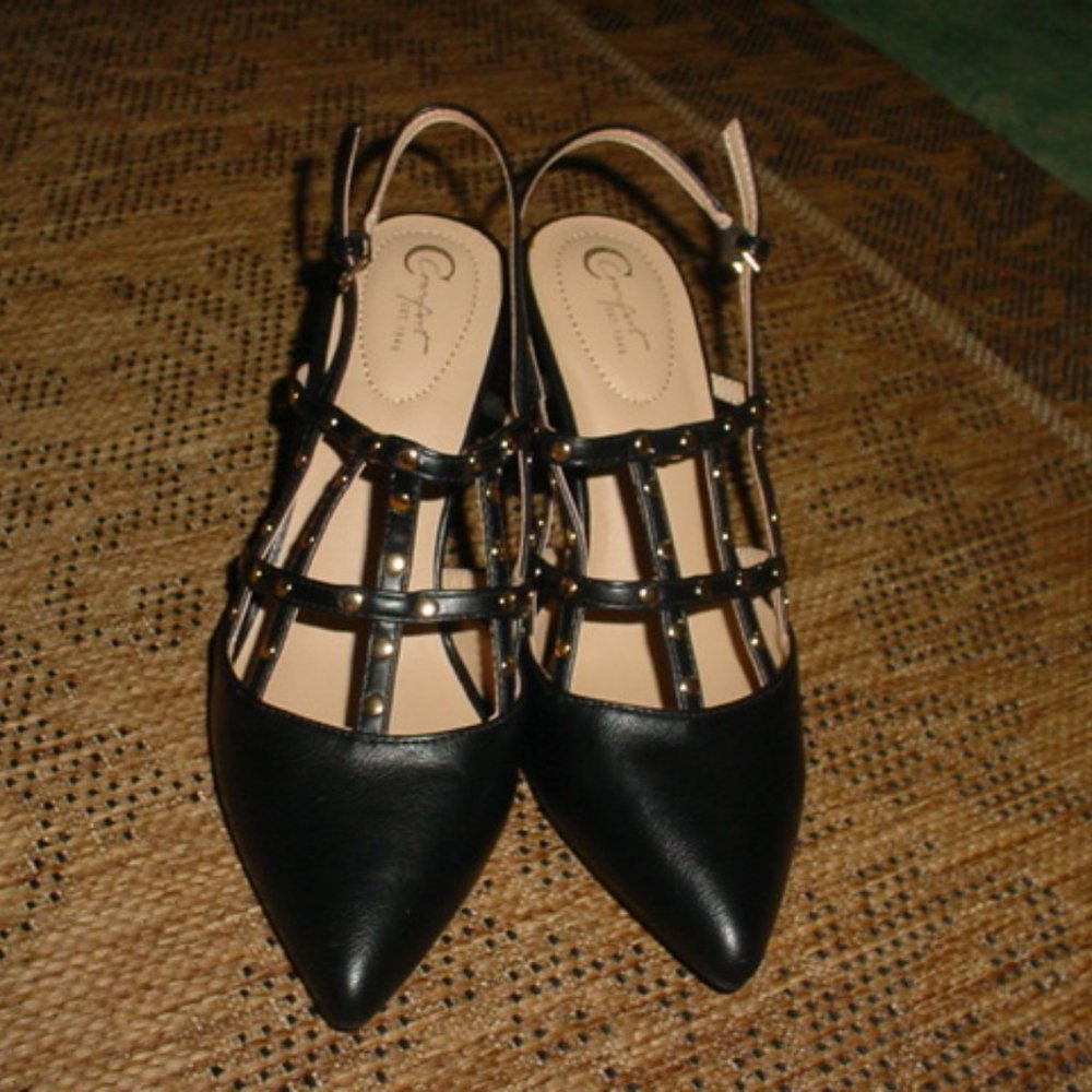 NEW CATO COMFORT BLACK STRAPPY CAGE POINT HEELS SIZE 10